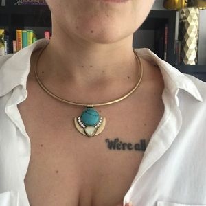 Gold Turquoise & Onyx Convertible Collar Necklace